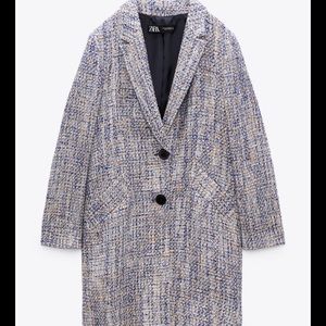 NWT Zara Blue Textured Coat